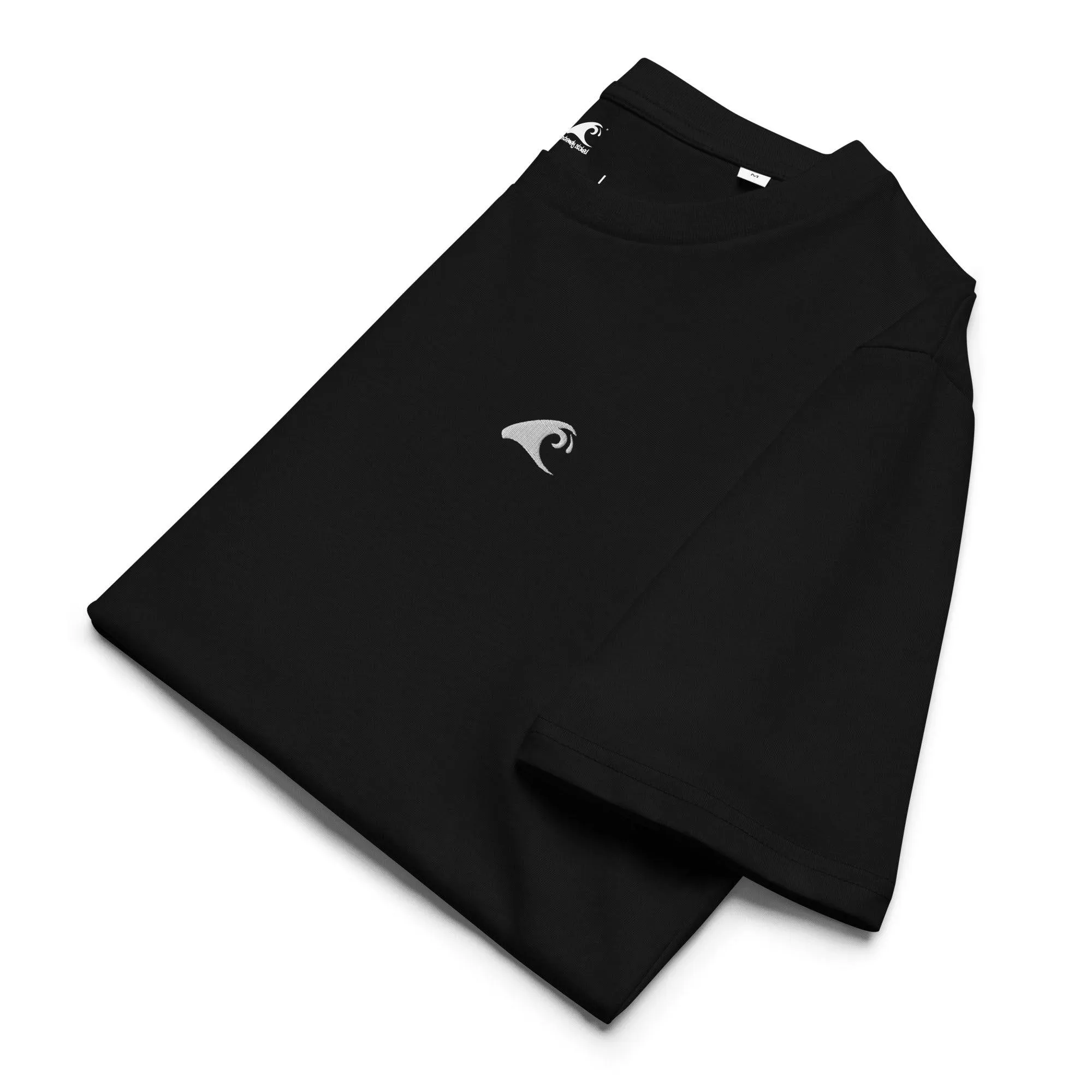 Black Organic Cotton T-Shirt with White Extremely Stoked Epic Wave Logo (Embroidered)