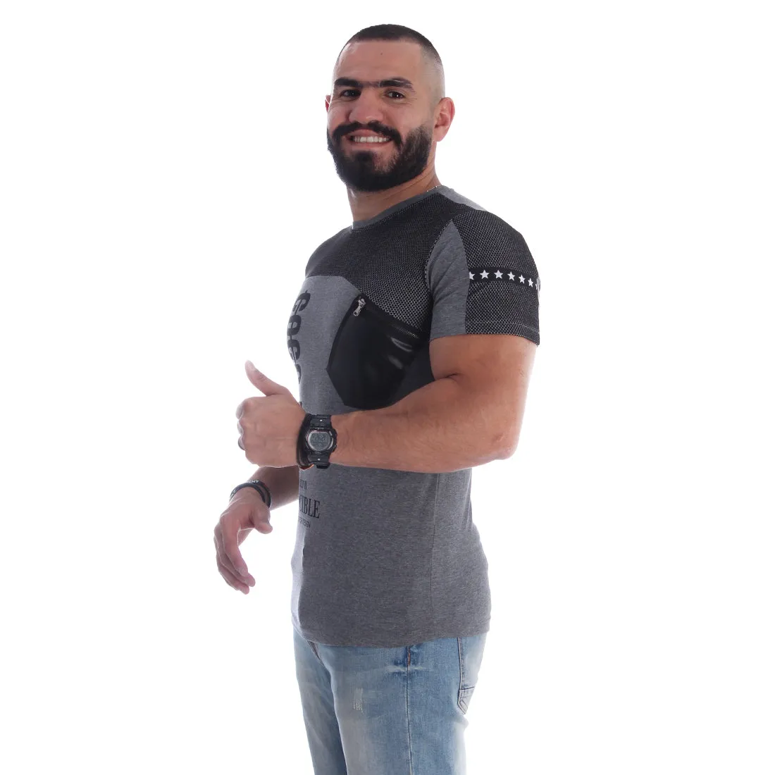 Men T-shirt- gray / made in Turkey -3348