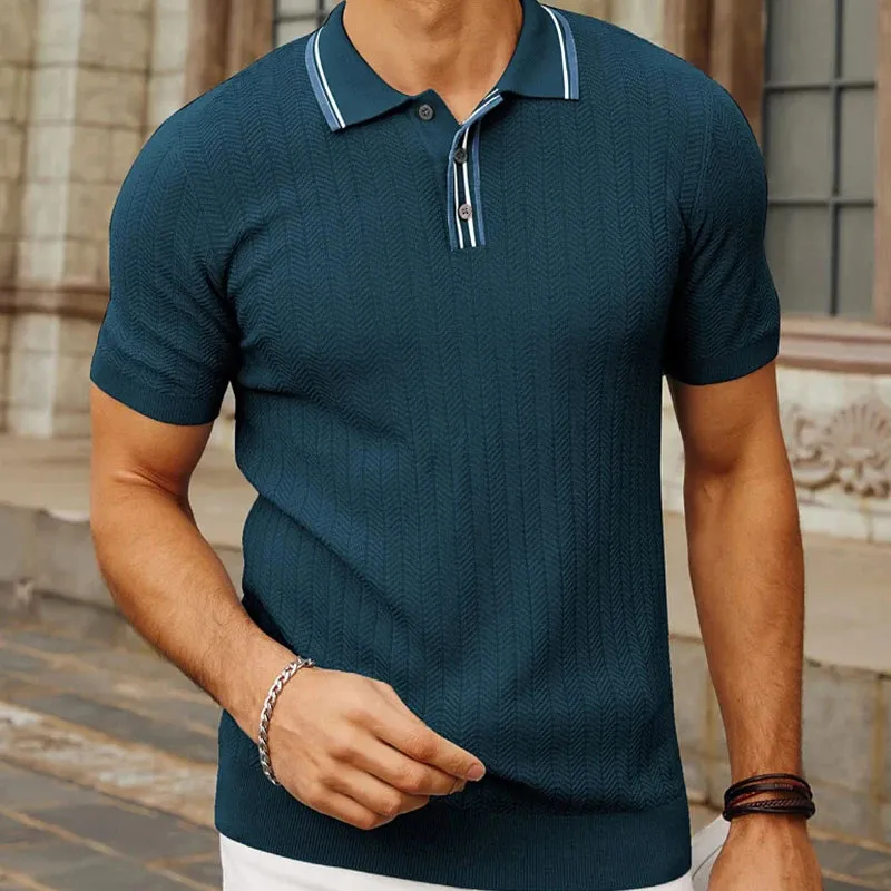 Summer knit regular polo t-shirt